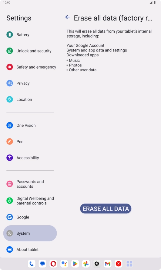 Press ERASE ALL DATA.