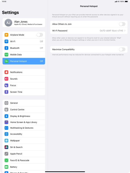 Press Wi-Fi Password and key in the required password.