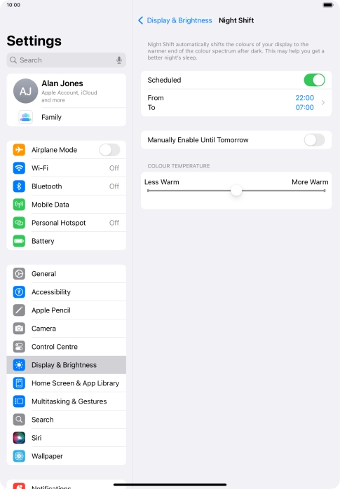 Press the indicator next to 
