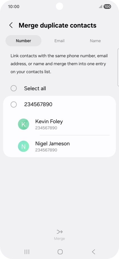 Press the field next to the required number.