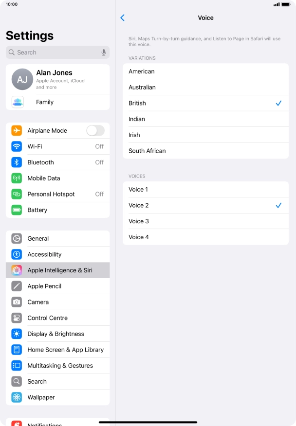 Press the required accent.
