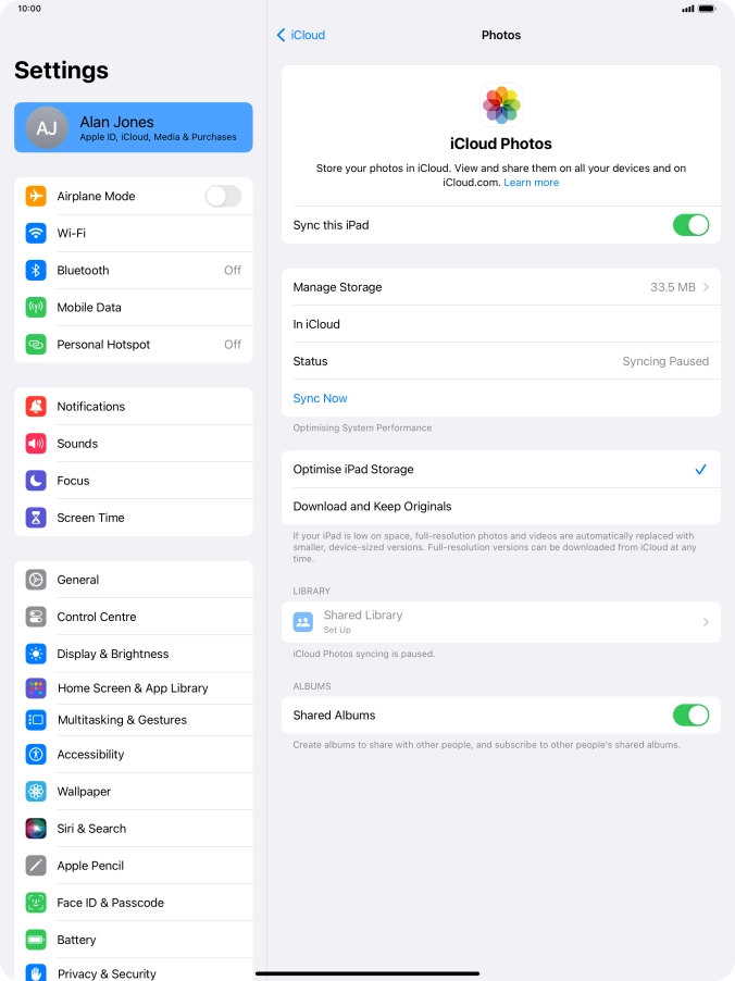 Press the indicator next to 