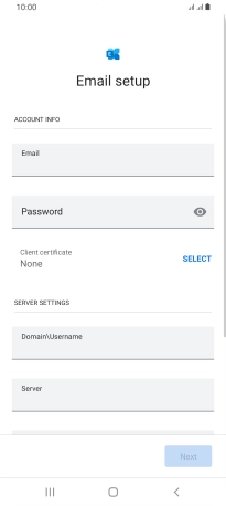 Press Password and key in the password for your email account. Press Password and key in the password for your email account.