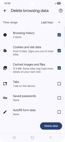 Press the fields next to the required data types. Press the fields next to the required data types.