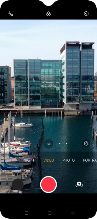 Press the video light icon.