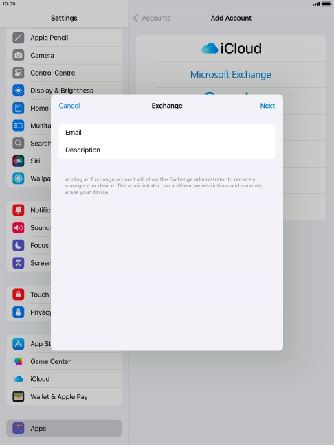Press Description and key in the required name.