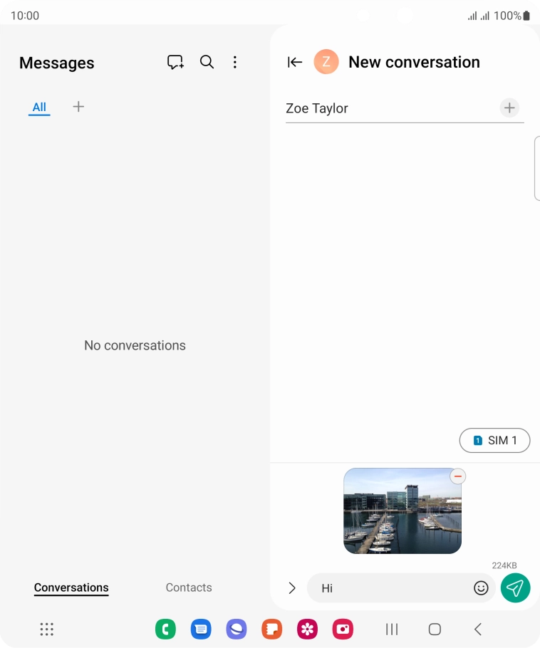 Press the send icon when you've finished your picture message. Press the send icon when you've finished your picture message.