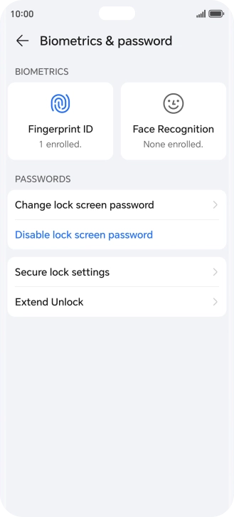 Press Disable lock screen password and key in the additional phone lock code you created earlier.