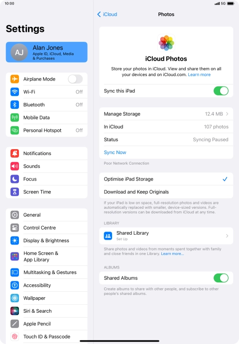 Press the indicator next to 