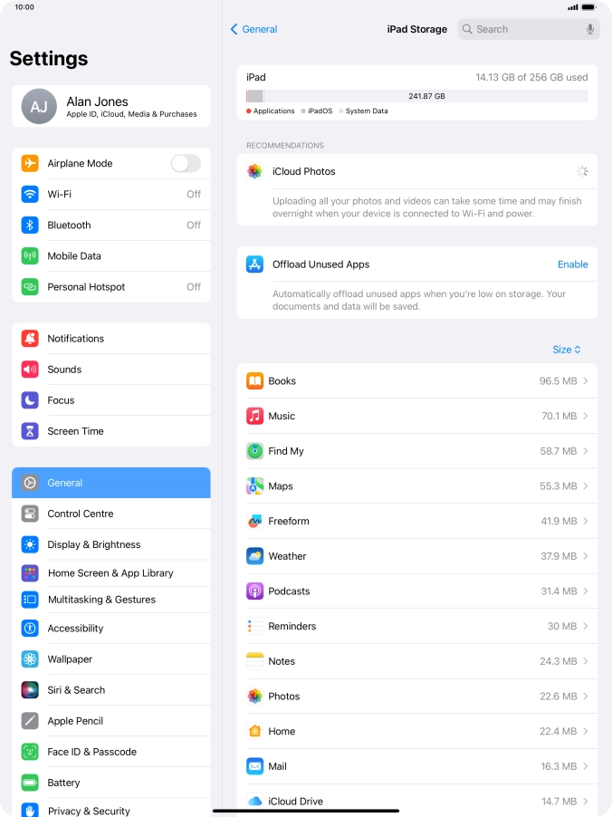 Press the required app.