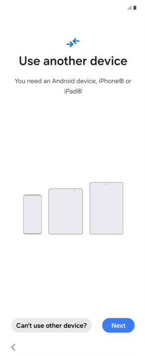 Press Can't use other device?. Press Can't use other device?.