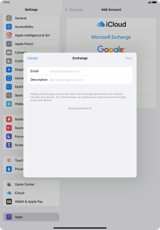 Press Email and key in your email address.