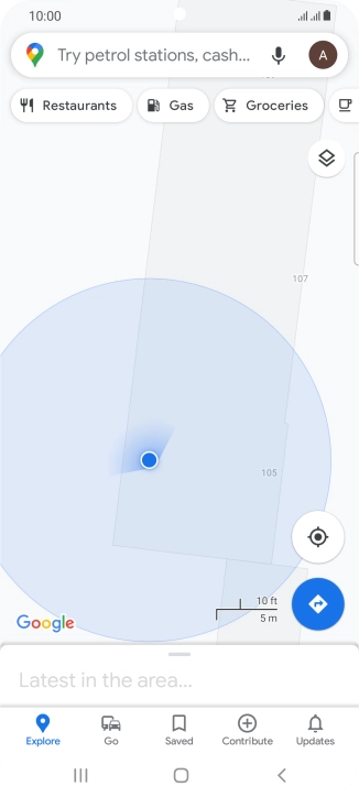 Press the search field and key in the required destination.
