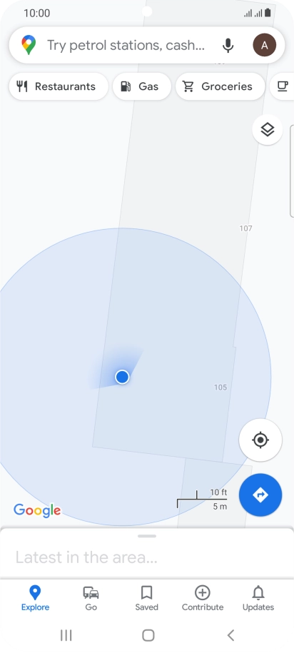 Press the search field and key in the required destination.