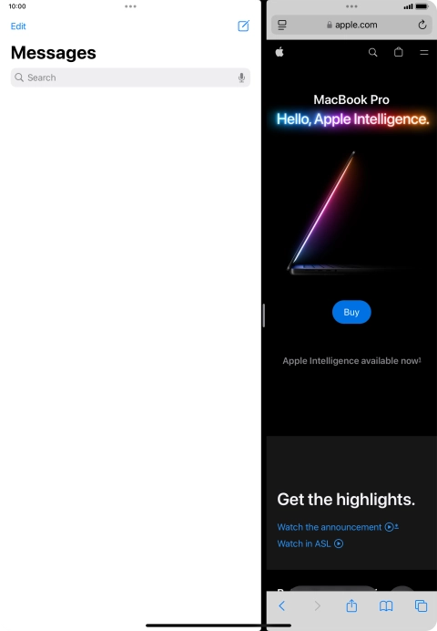The applications are now displayed on a split screen.