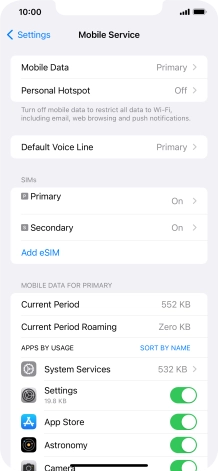 Press the required eSIM below 