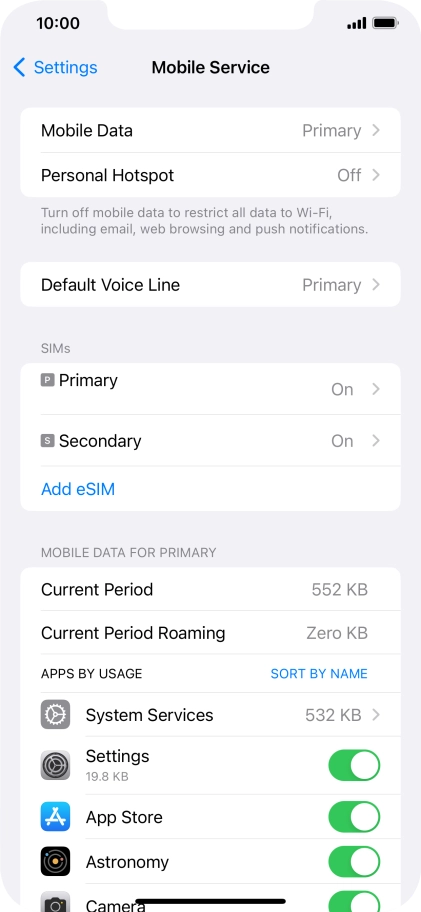 Press the required eSIM below 