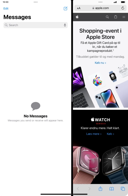 The applications are now displayed on a split screen.