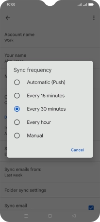 Press the required setting. Press the required setting.