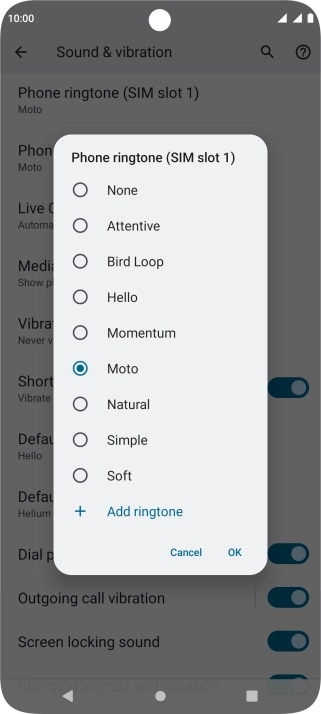 Press Add ringtone and go to the required ring tone.