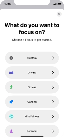 Press the required focus mode and follow the instructions on the screen to add the selected focus mode.