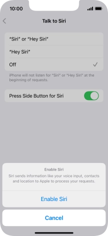 Press Enable Siri.