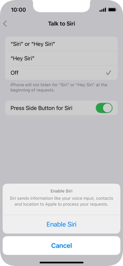 Press Enable Siri.