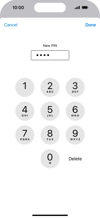 Key in a new four-digit PIN and press Done.