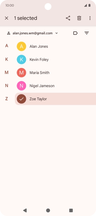 Press the required contact.