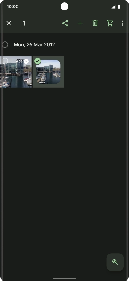Press the required pictures or video clips to add them.