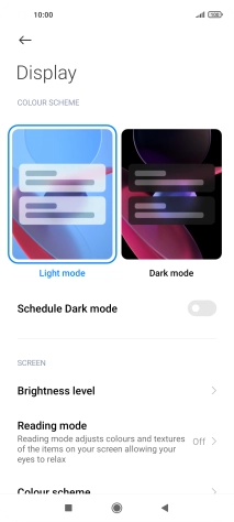 Press Brightness level. Press Brightness level.