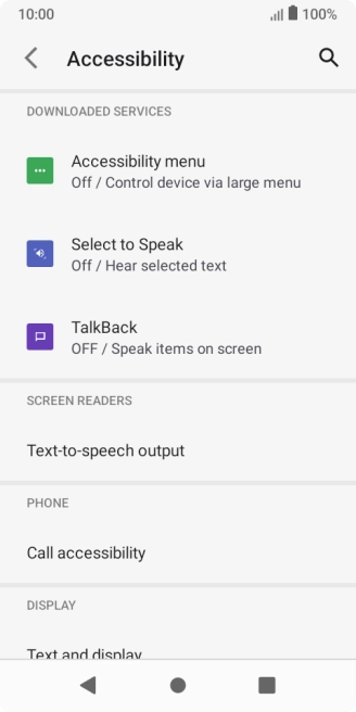 Press TalkBack and follow the instructions on the screen to select the required settings.