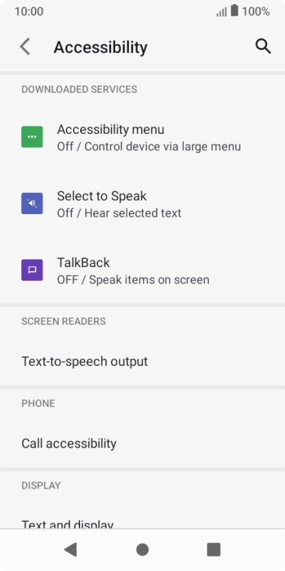 Press TalkBack and follow the instructions on the screen to select the required settings.
