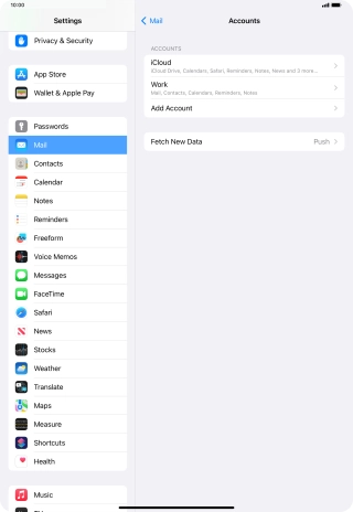 Press the name of the Exchange email account you've just set up.