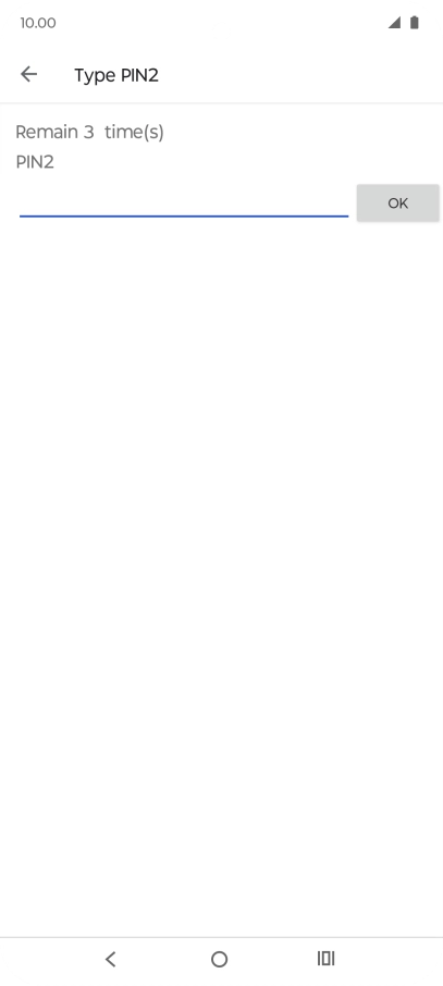 Press PIN2 and key in your PIN2. The default PIN2 is 1111. Press PIN2 and key in your PIN2. The default PIN2 is 1111.