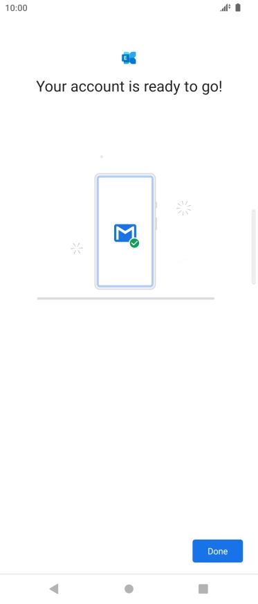 If this screen is displayed, your email account has been recognised and is being set up automatically. Follow the instructions on the screen to key in more information and finish setting up your phone.