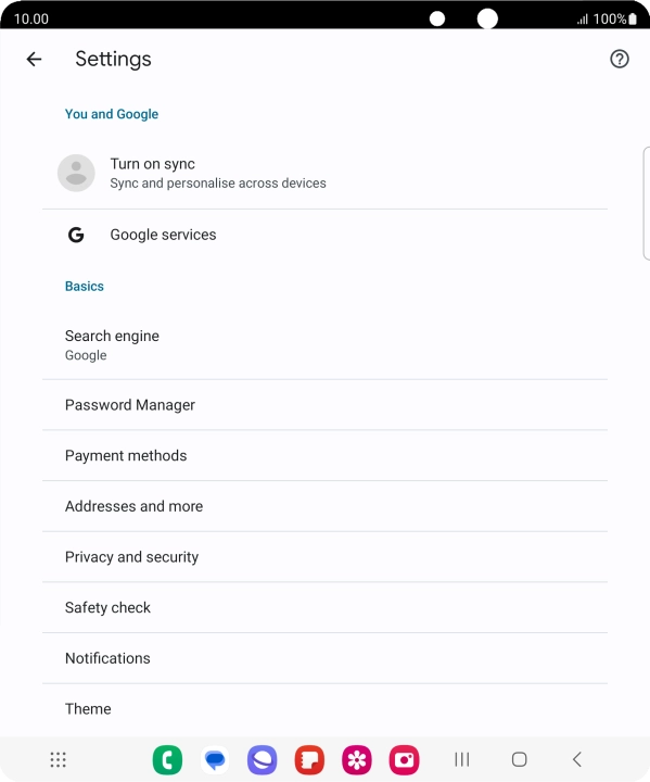 Press Privacy and security.