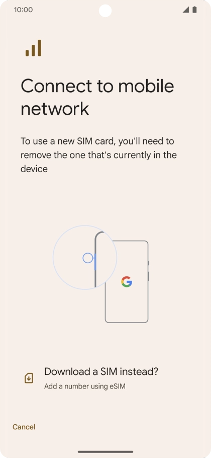 Press Download a SIM instead?.