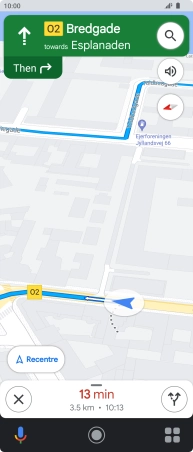 The travel information at the bottom of the screen shows your estimated time of arrival and distance to destination.