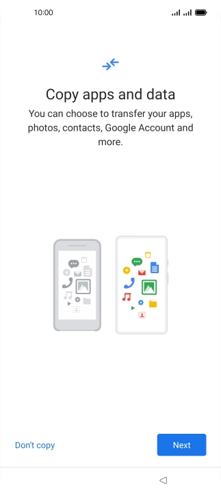 You can transfer the contents of another phone to your phone when it's activated for the first time and after a factory reset. When this screen is displayed, your phone is ready to transfer contents from another phone. You can transfer the contents of another phone to your phone when it's activated for the first time and after a factory reset. When this screen is displayed, your phone is ready to transfer contents from another phone.