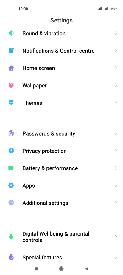 Press Passwords & security.