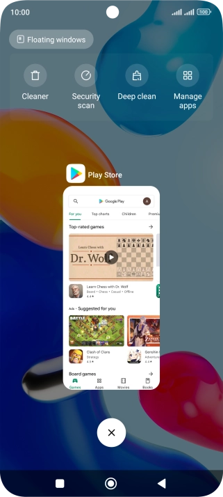 To end one running application, slide your finger right on the required application.