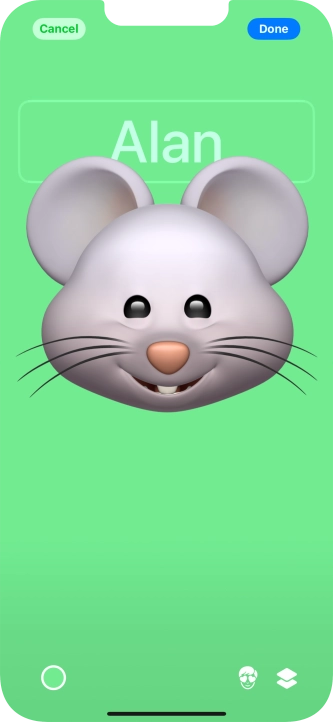 Press the name field and follow the instructions on the screen to select the required font and colour for your name on the Contact Poster. Press the name field and follow the instructions on the screen to select the required font and colour for your name on the Contact Poster.