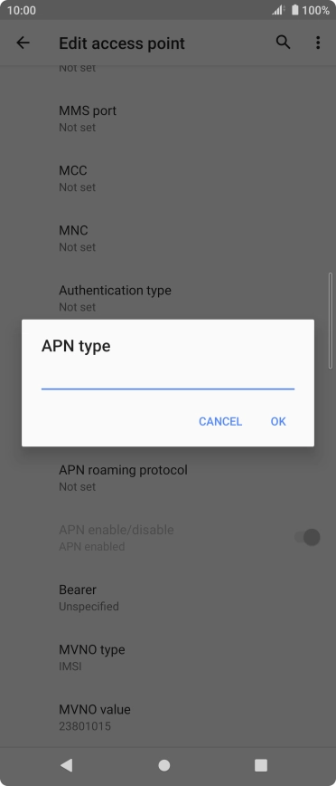 Key in default and press OK. Key in default and press OK.
