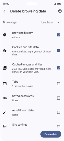 Press the fields next to the required data types.