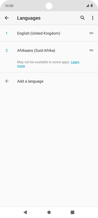 To select the new language as the default language, press the move icon next to the required language and drag it to the top of the list. To select the new language as the default language, press the move icon next to the required language and drag it to the top of the list.