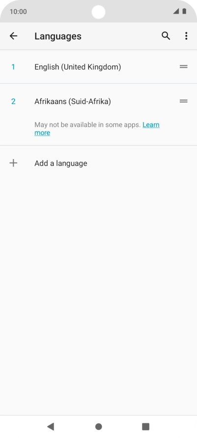 To select the new language as the default language, press the move icon next to the required language and drag it to the top of the list. To select the new language as the default language, press the move icon next to the required language and drag it to the top of the list.