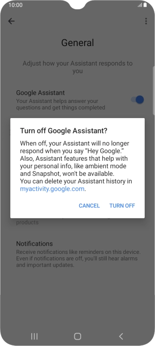 If you turn off the function, press TURN OFF.