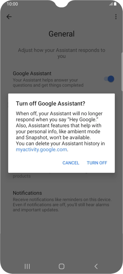 If you turn off the function, press TURN OFF.