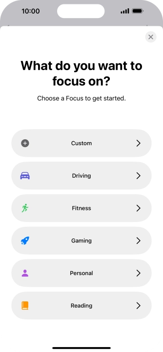 Press the required focus mode and follow the instructions on the screen to add the selected focus mode.